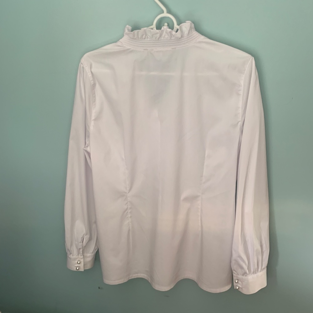 Soft Surroundings White Large Ruffle Button Up Bl… - image 3